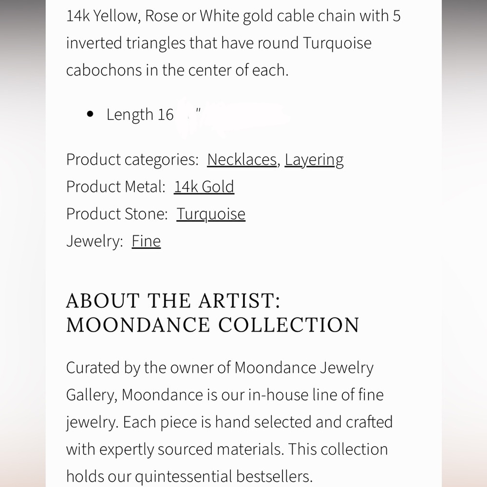 MOONDANCE 14K YELLOW GOLD INVERTED TURQUOISE TRIANGLE STATION NECKLACE - Picture 4 of 9